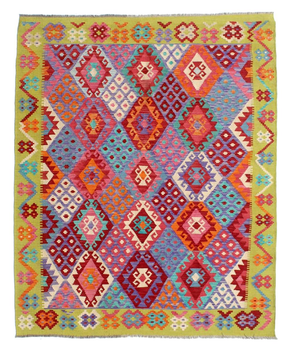 Afghan rug Kilim Afghan 8'0"x6'1" 8'0"x6'1", Persian Rug Woven by hand