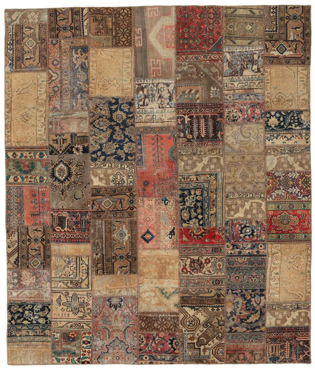 Persisk tæppe Patchwork 308x255 308x255, Persisk tæppe Knyttet i hånden