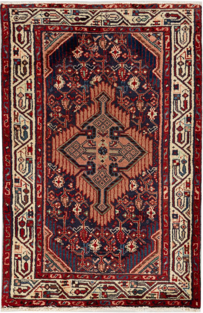 Persian Rug Hamadan Zageh 4'1"x2'8" 4'1"x2'8", Persian Rug Knotted by hand