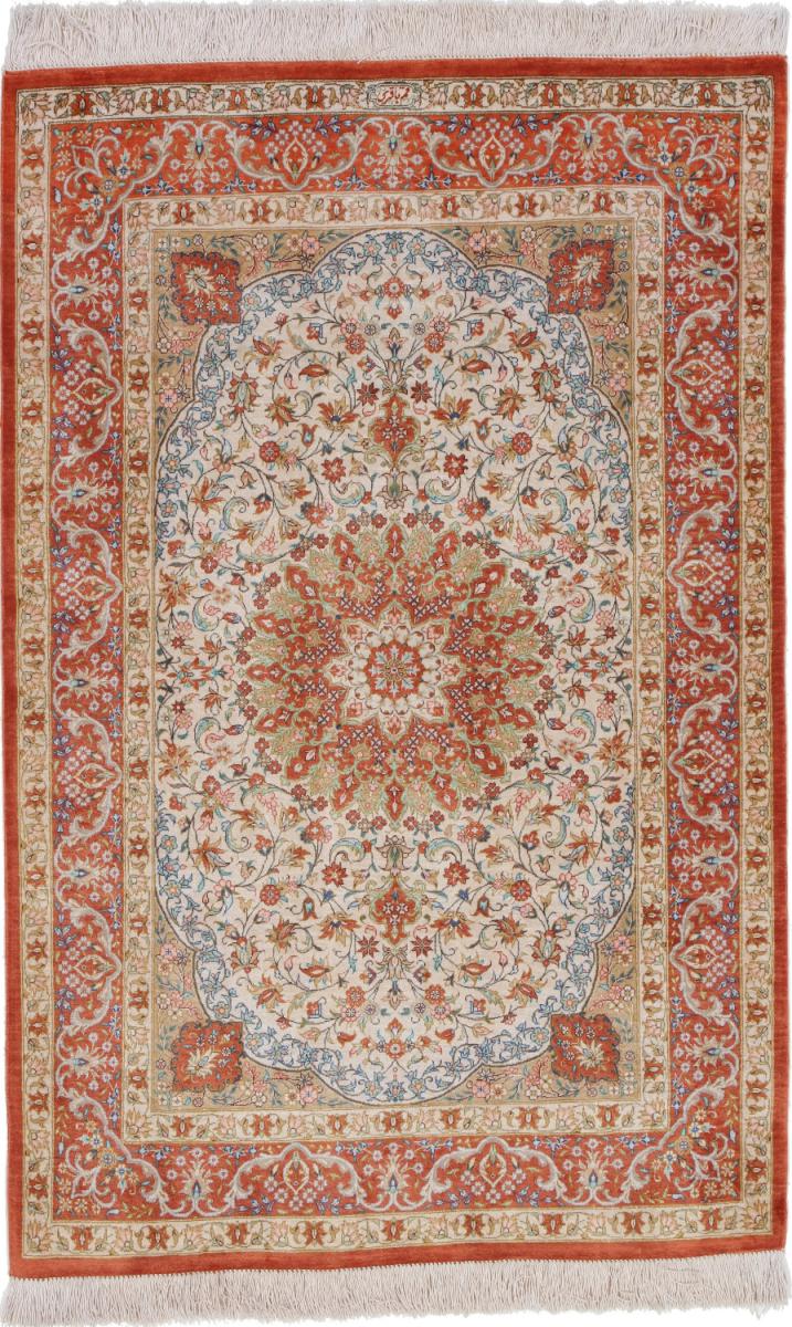 Tapete persa Ghom Seda 122x80 122x80, Tapete persa Atado à mão