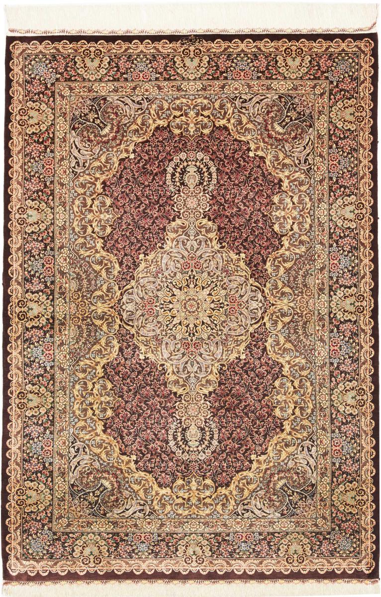 Persisk tæppe Ghom Silke 149x102 149x102, Persisk tæppe Knyttet i hånden