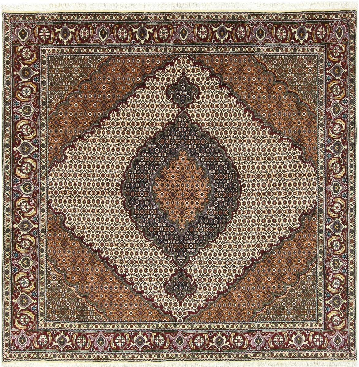 Tapete persa Tabriz Mahi 198x197 198x197, Tapete persa Atado à mão