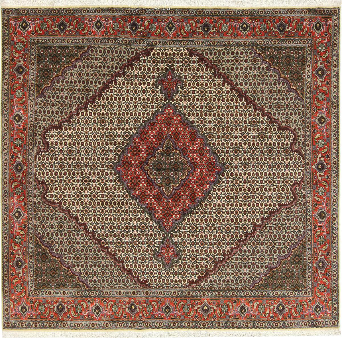 Tapete persa Tabriz Mahi 203x195 203x195, Tapete persa Atado à mão