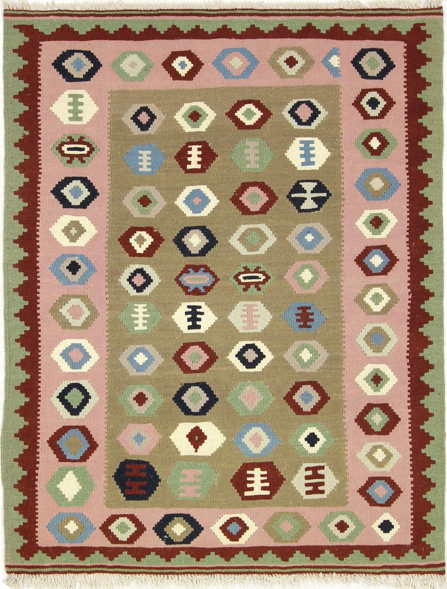 Tapete persa Kilim Fars 4'7"x3'7" 4'7"x3'7", Tapete persa Tecido à mão