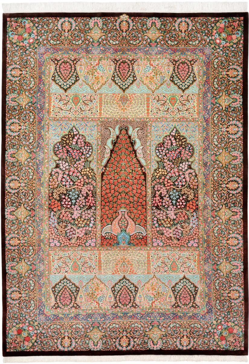 Covor persan Qom Mătase 199x145 199x145, Covor persan Lucrate de mână