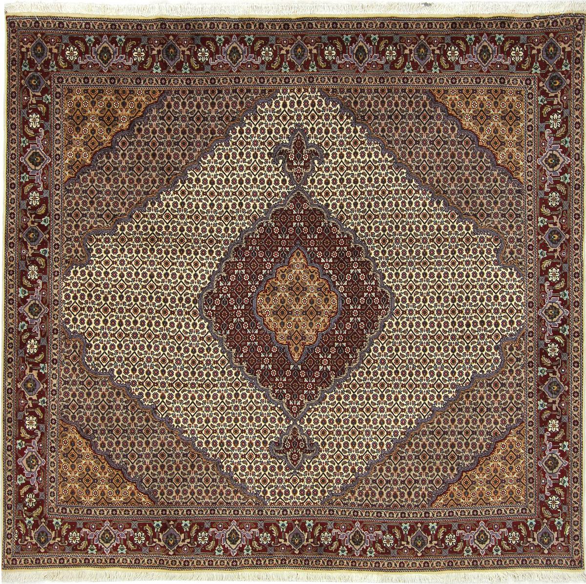 Tapete persa Tabriz Mahi 205x197 205x197, Tapete persa Atado à mão