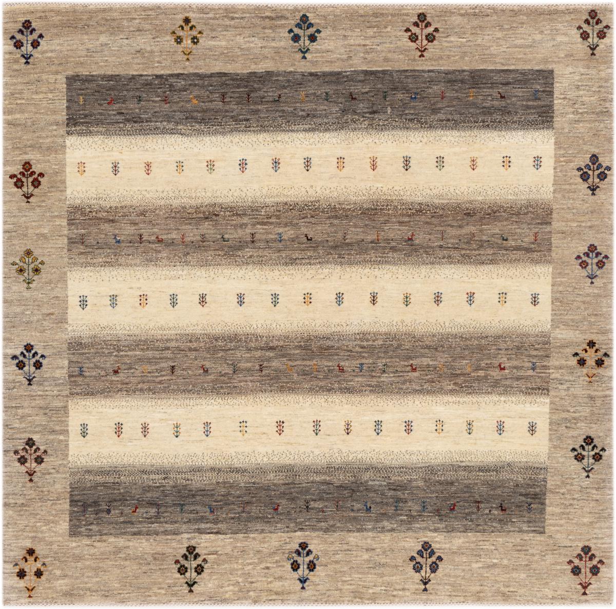 Tapis persan Persan Gabbeh Loribaft Nowbaft 194x200 194x200, Tapis persan Noué à la main