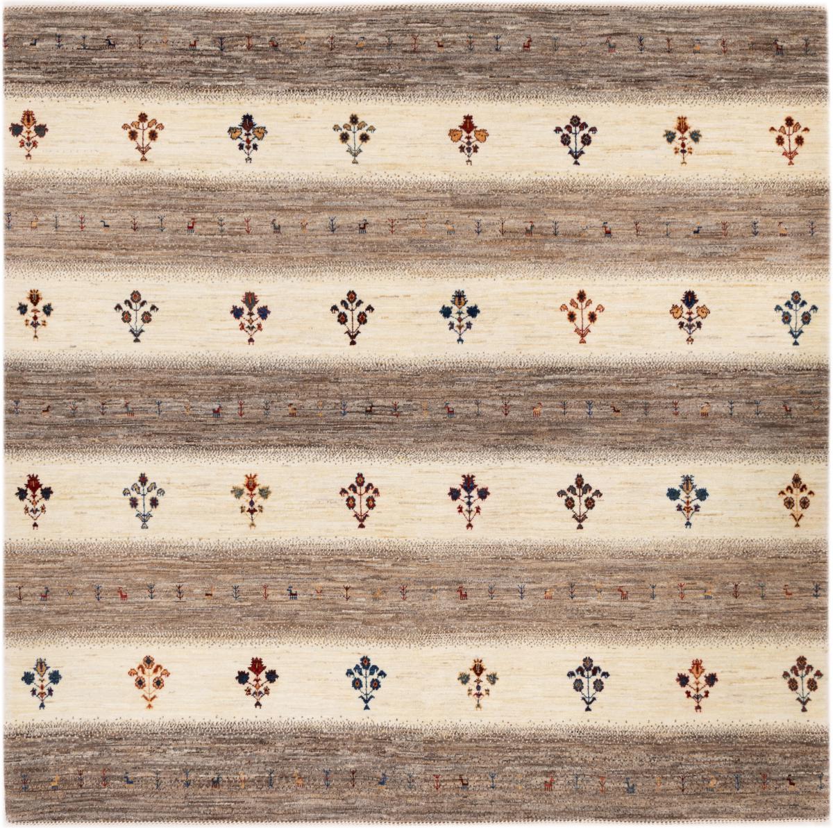 Tapis persan Persan Gabbeh Loribaft Nowbaft 197x198 197x198, Tapis persan Noué à la main