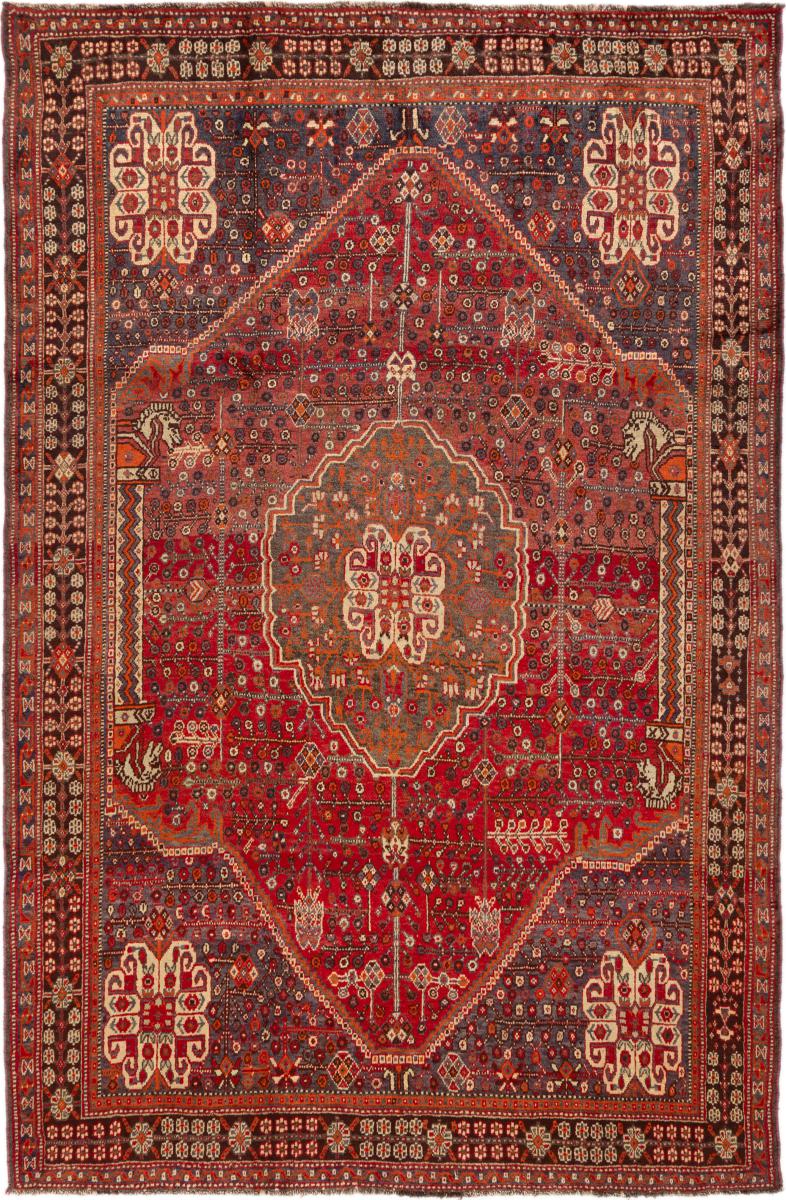 Περσικό χαλί Ghashghai 253x167 253x167, Περσικό χαλί Οι κόμποι έγιναν με το χέρι