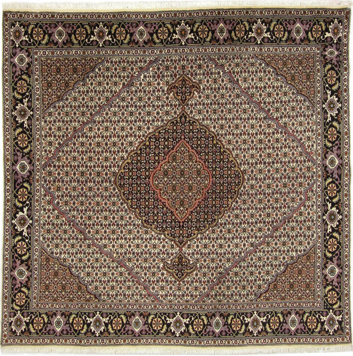 Tapete persa Tabriz Mahi 197x193 197x193, Tapete persa Atado à mão