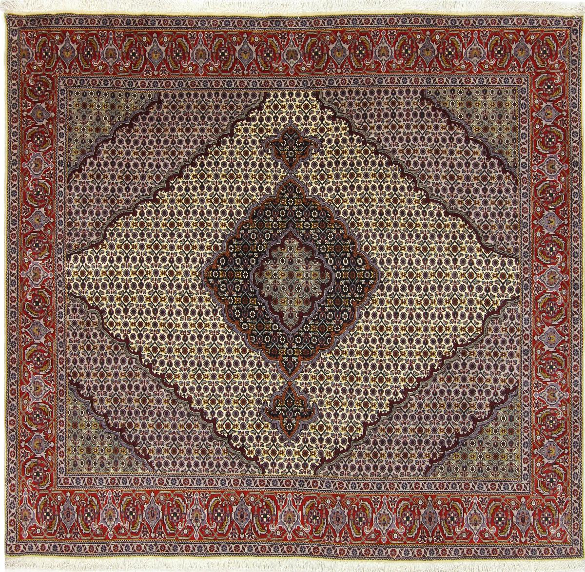 Tapete persa Tabriz Mahi 206x192 206x192, Tapete persa Atado à mão