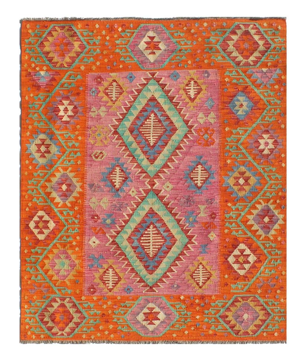 Afghan rug Kilim Afghan 6'8"x5'1" 6'8"x5'1", Persian Rug Woven by hand