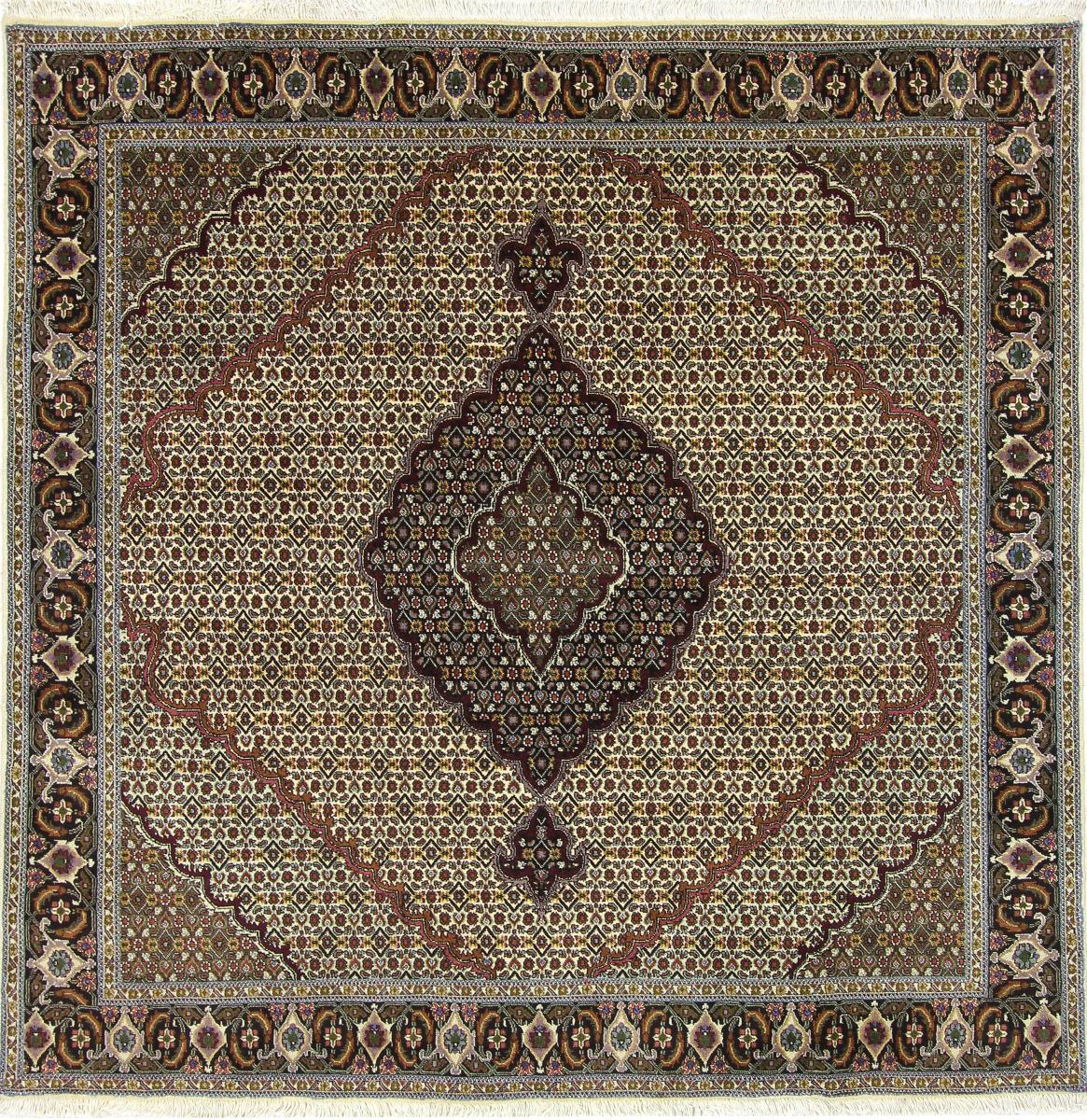 Tapete persa Tabriz Mahi 199x201 199x201, Tapete persa Atado à mão