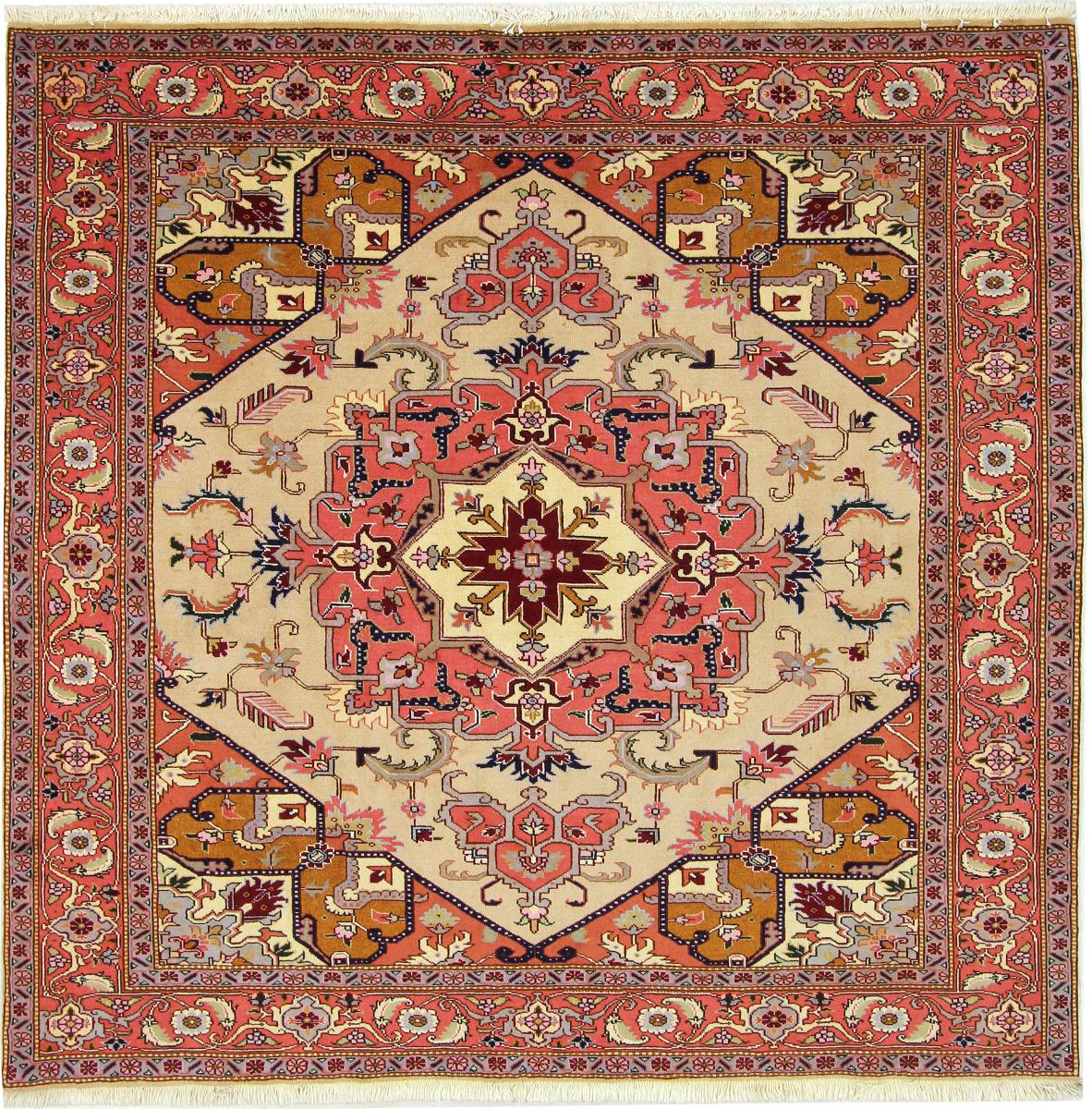 Tapete persa Tabriz 201x196 201x196, Tapete persa Atado à mão