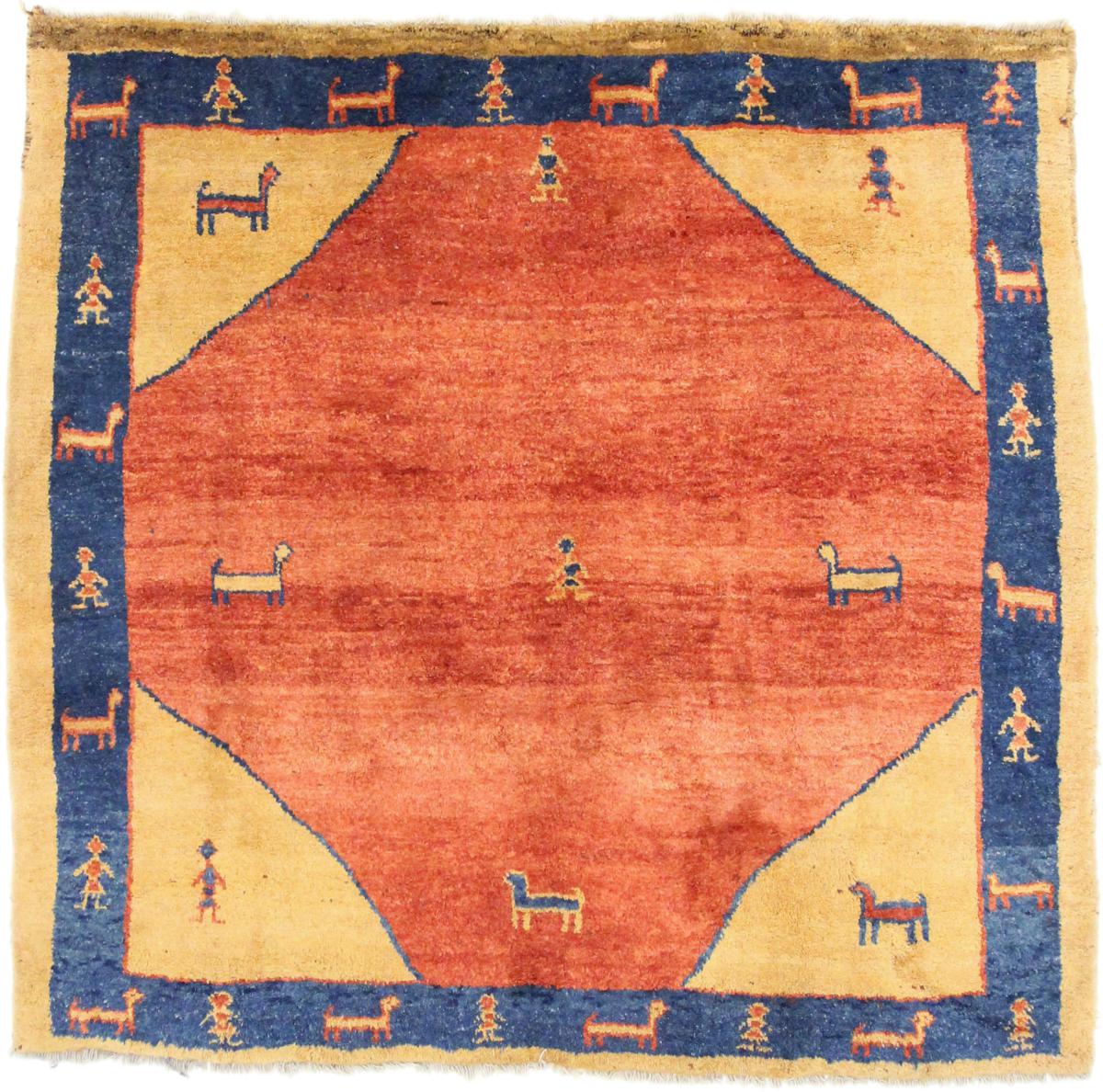 Persian Rug Persian Gabbeh Yalameh 6'10"x6'6" 6'10"x6'6", Persian Rug Knotted by hand