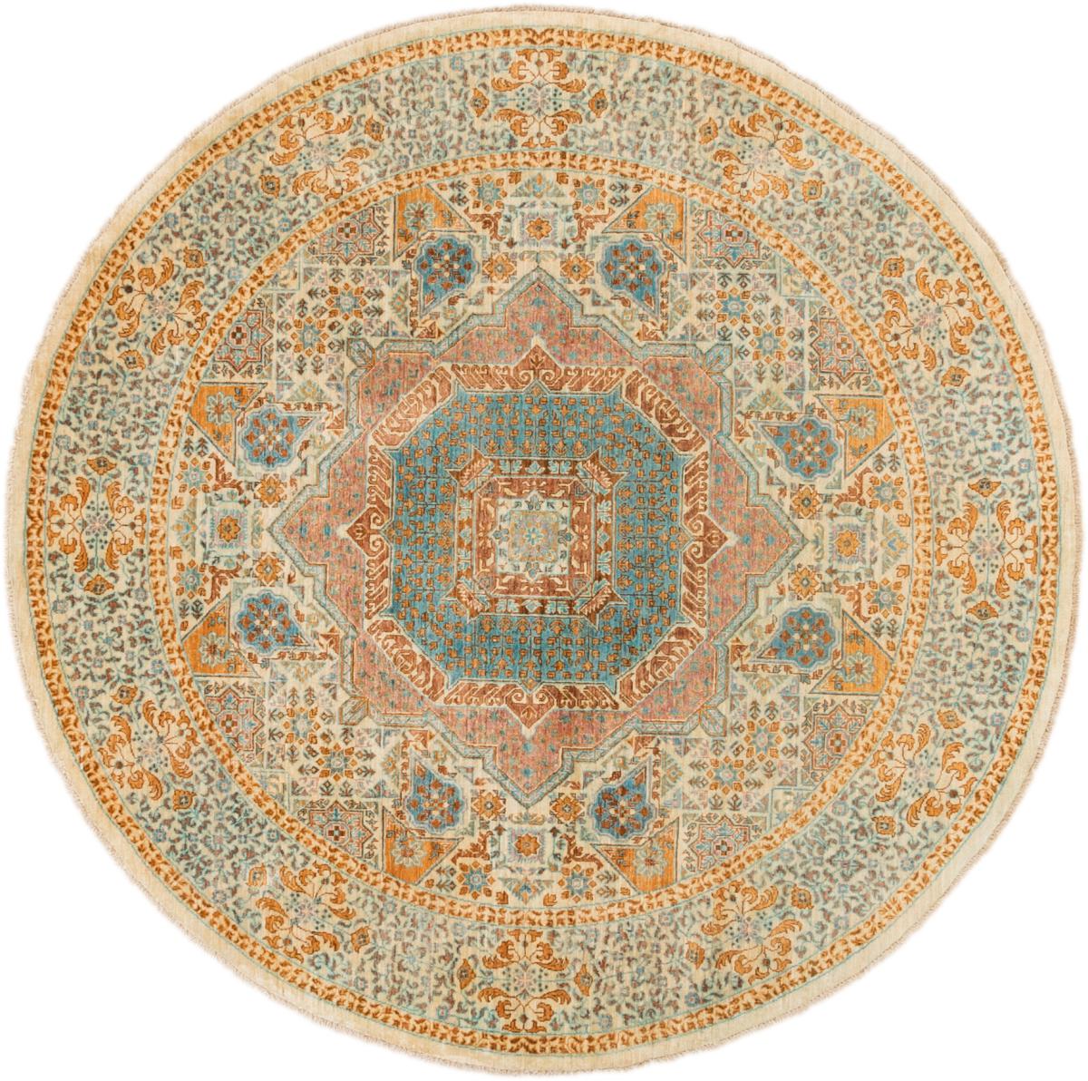 Tapis afghan Mamluk 242x242 242x242, Tapis persan Noué à la main