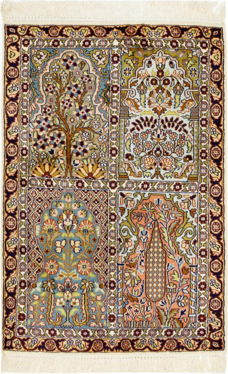 Indisk tæppe Kashmir Silke 96x63 96x63, Persisk tæppe Knyttet i hånden