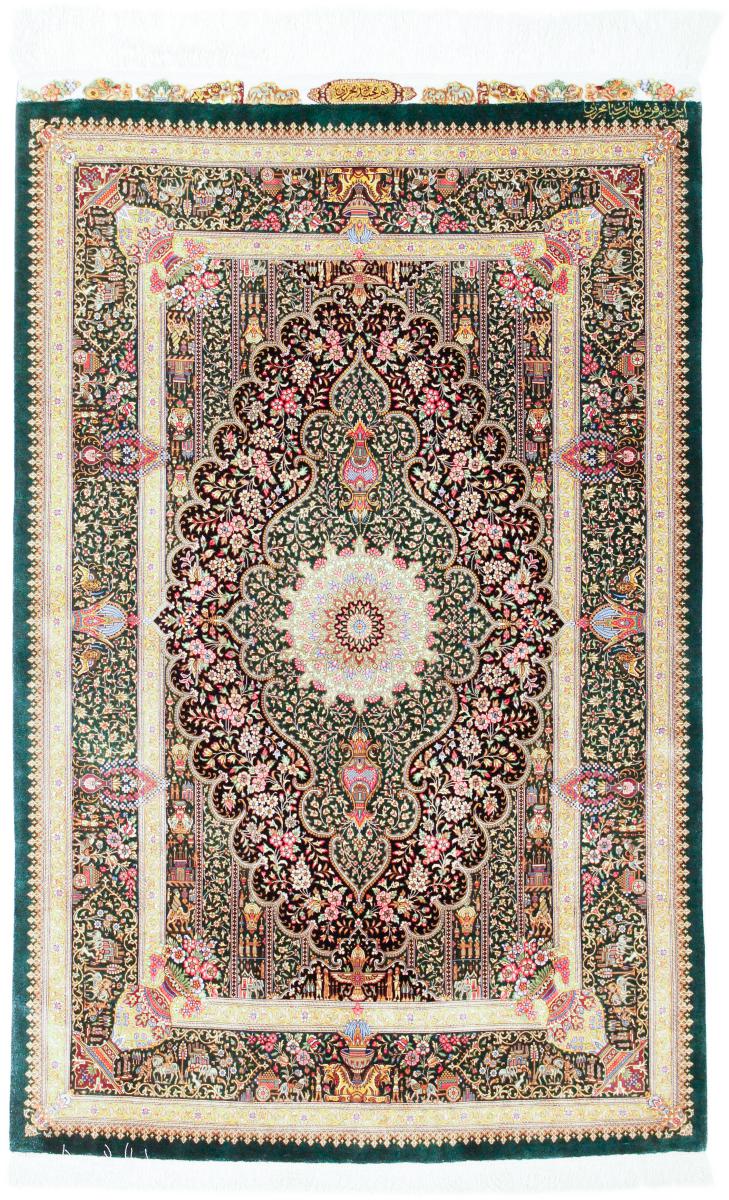 Perzsa szőnyeg Ghom Selyem Signed 5'2"x3'3" 5'2"x3'3", Perzsa szőnyeg Kézzel csomózva