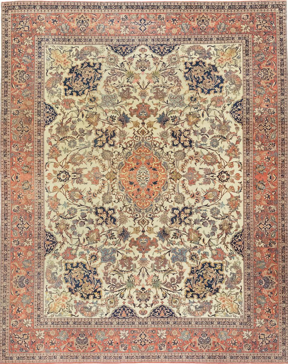 Alfombra persa Isfahán Antiguo Vintage 391x313 391x313, Alfombra persa Anudado a mano