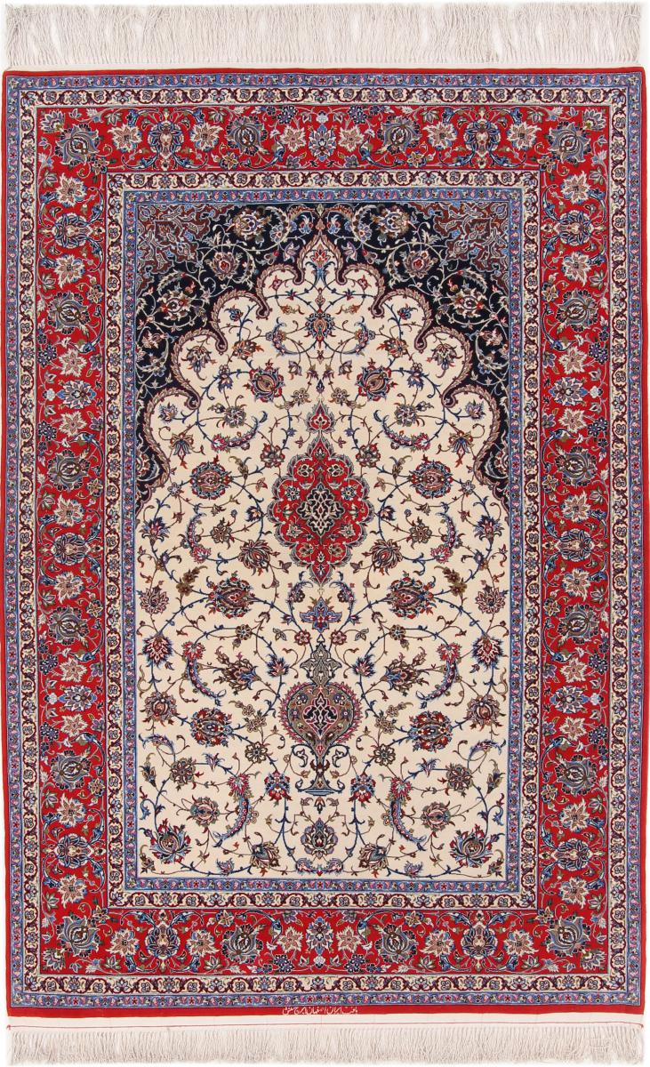 Perzsa szőnyeg Iszfahán Selyemfonal 7'3"x4'11" 7'3"x4'11", Perzsa szőnyeg Kézzel csomózva