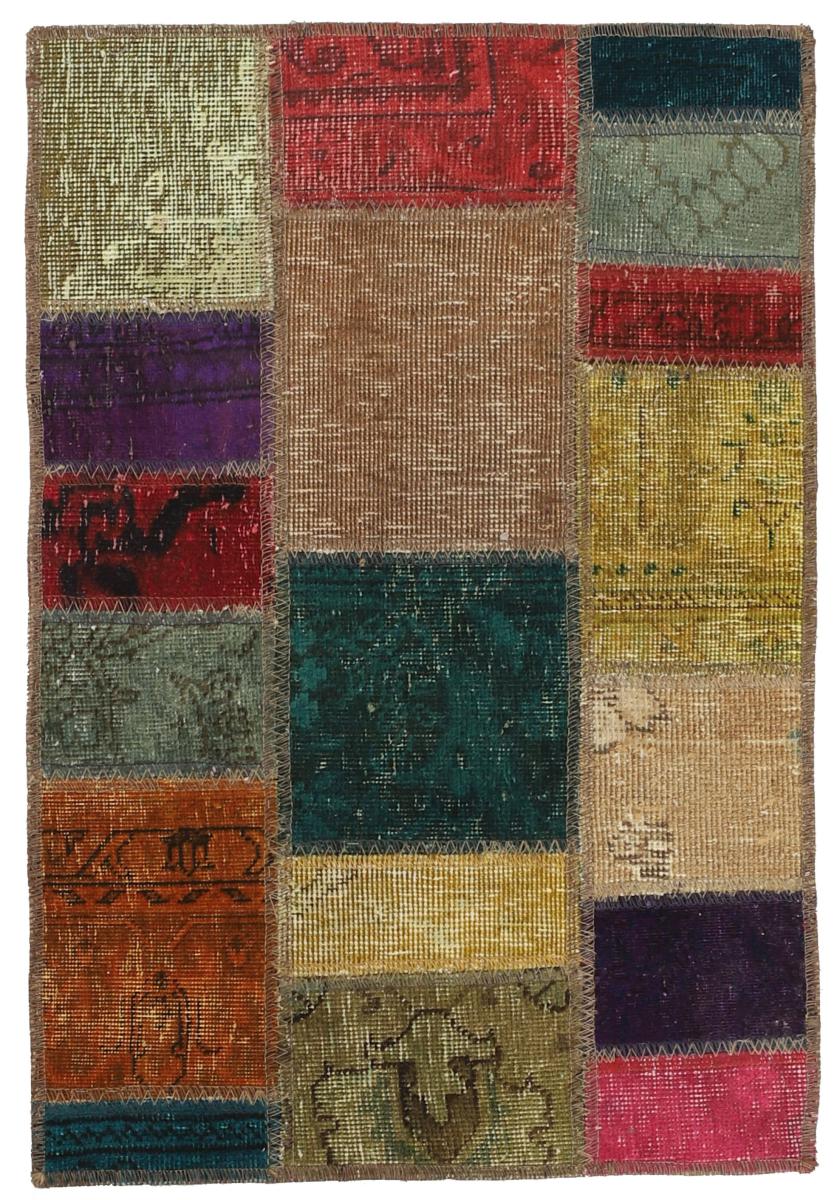 Persisk tæppe Patchwork 89x62 89x62, Persisk tæppe Knyttet i hånden