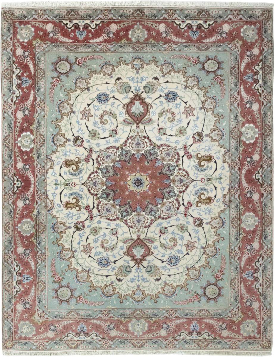 Tapete persa Tabriz 50Raj Fio de Seda 197x156 197x156, Tapete persa Atado à mão