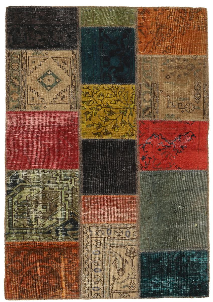 Persisk tæppe Patchwork 156x105 156x105, Persisk tæppe Knyttet i hånden