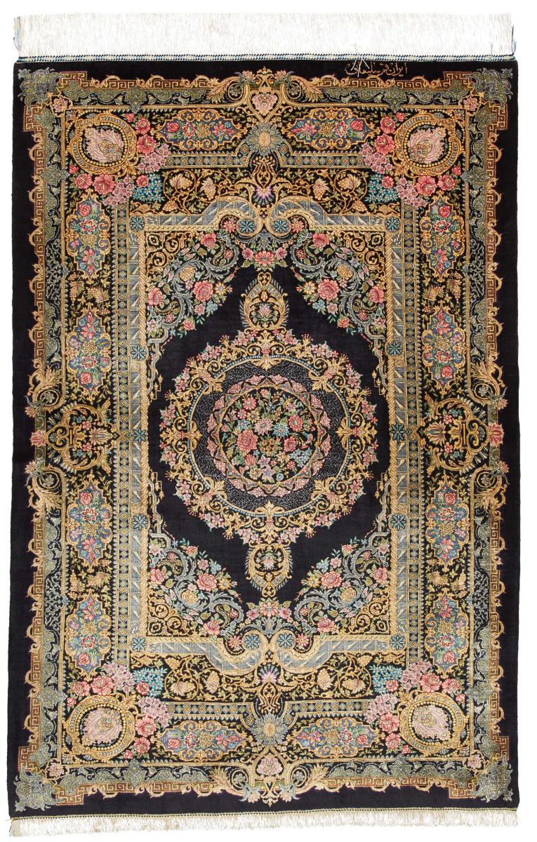 Persialainen matto Ghom Silkki 151x101 151x101, Persialainen matto Solmittu käsin