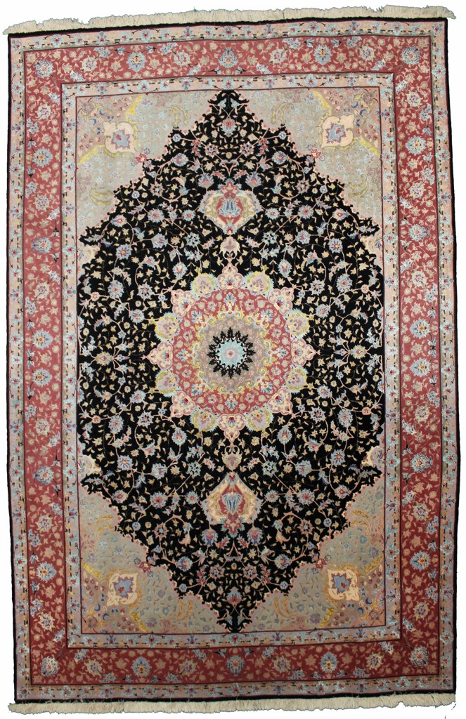 Tapete persa Tabriz 65Raj Fio de Seda 300x200 300x200, Tapete persa Atado à mão