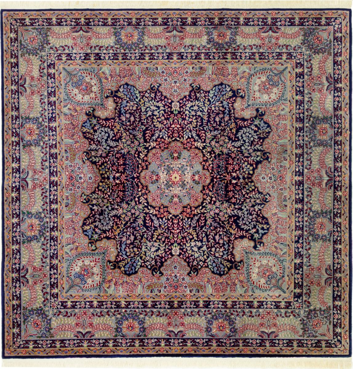 Tapis persan Kerman 202x203 202x203, Tapis persan Noué à la main