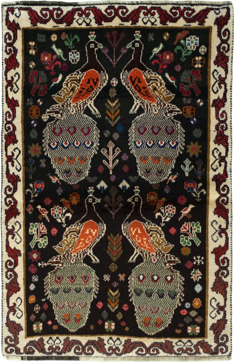 Persian Rug Persian Gabbeh Ghashghai 150x101 150x101, Persian Rug Knotted by hand