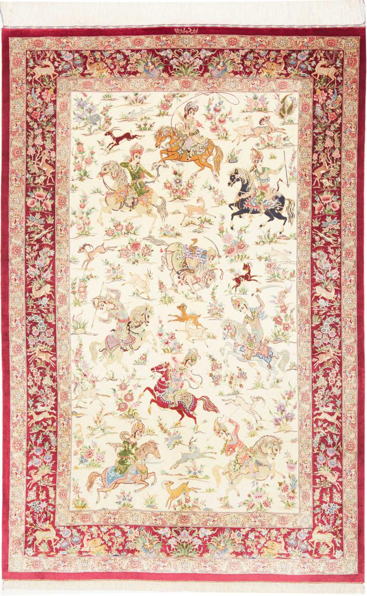 Alfombra persa Ghom de Seda 207x134 207x134, Alfombra persa Anudado a mano