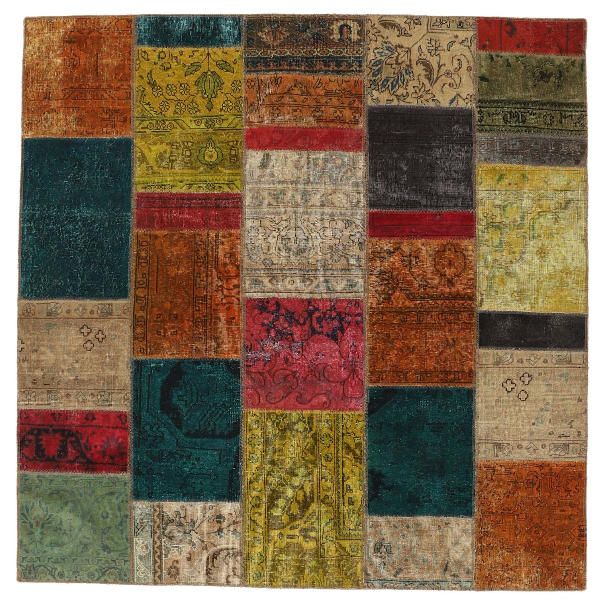 Perzisch tapijt Patchwork 204x207 204x207, Perzisch tapijt Handgeknoopte