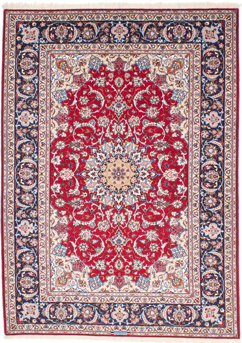 Tapete persa Isfahan Fio de Seda 7'6"x5'4" 7'6"x5'4", Tapete persa Atado à mão