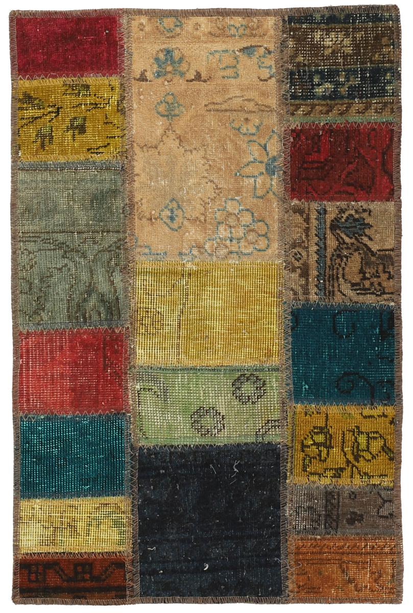 Persisk tæppe Patchwork 94x61 94x61, Persisk tæppe Knyttet i hånden