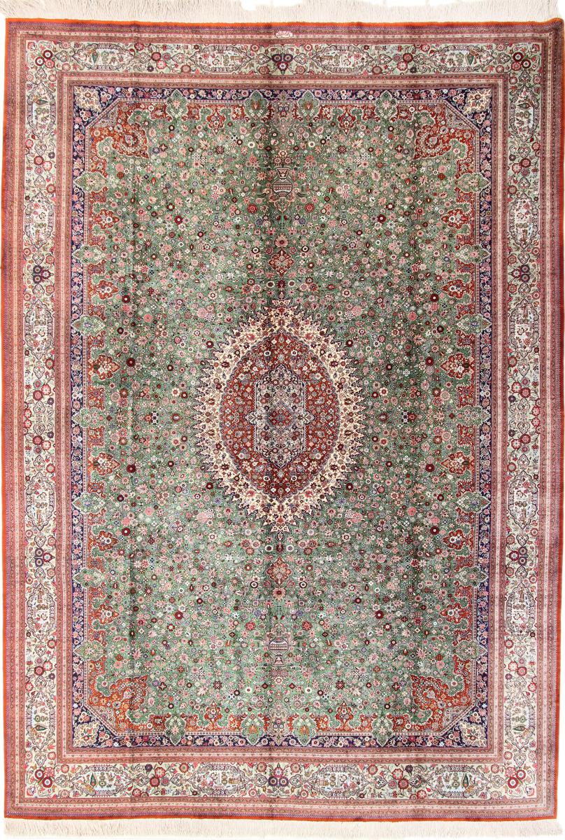 Tappeto persiano Qum di Seta Firmato 350x246 350x246, Tappeto persiano Annodato a mano