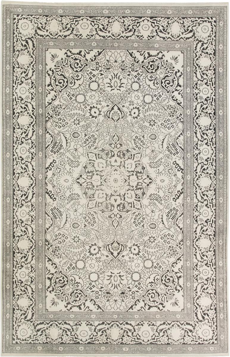 Indo rug Kashmir Silk Old Vintage 9'4"x6'0" 9'4"x6'0", Persian Rug Knotted by hand