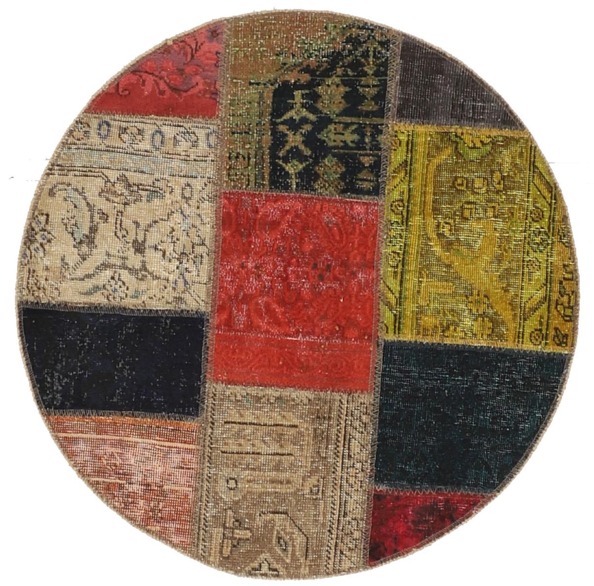  ペルシャ絨毯 パッチワーク 101x101 101x101,  ペルシャ絨毯 手織り