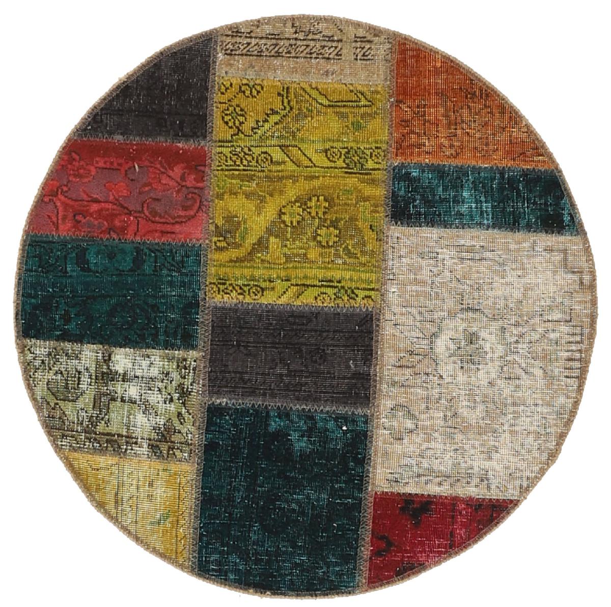  ペルシャ絨毯 パッチワーク 99x101 99x101,  ペルシャ絨毯 手織り