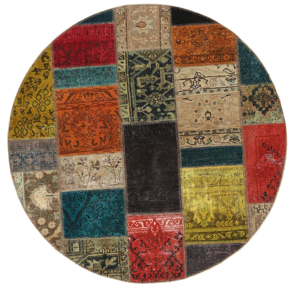 Persisk tæppe Patchwork 151x149 151x149, Persisk tæppe Knyttet i hånden