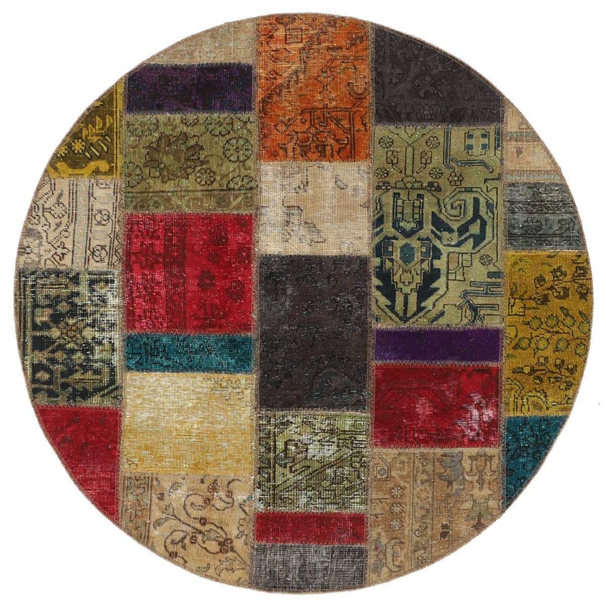 Persisk tæppe Patchwork 149x149 149x149, Persisk tæppe Knyttet i hånden
