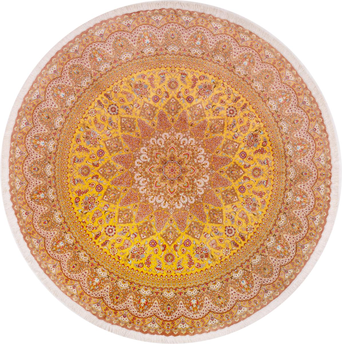 Perzisch tapijt Qum Zijde 246x245 246x245, Perzisch tapijt Handgeknoopte