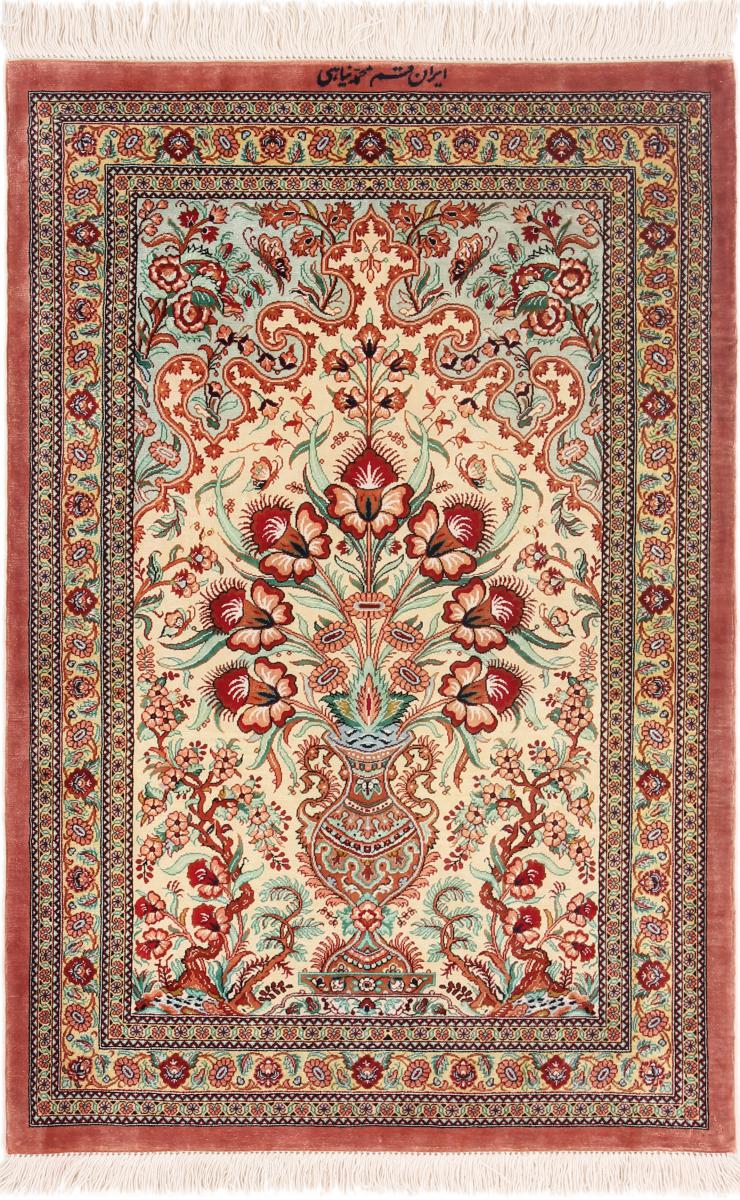 Perzsa szőnyeg Ghom Selyem 3'2"x2'1" 3'2"x2'1", Perzsa szőnyeg Kézzel csomózva