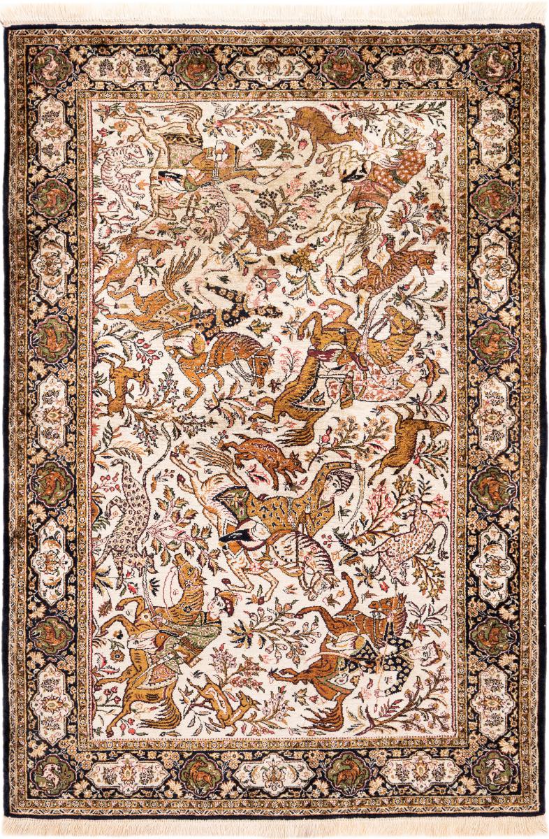 Persian rug Qum Silk 5'3"x3'5" 5'3"x3'5", Persian rug Hand-knotted