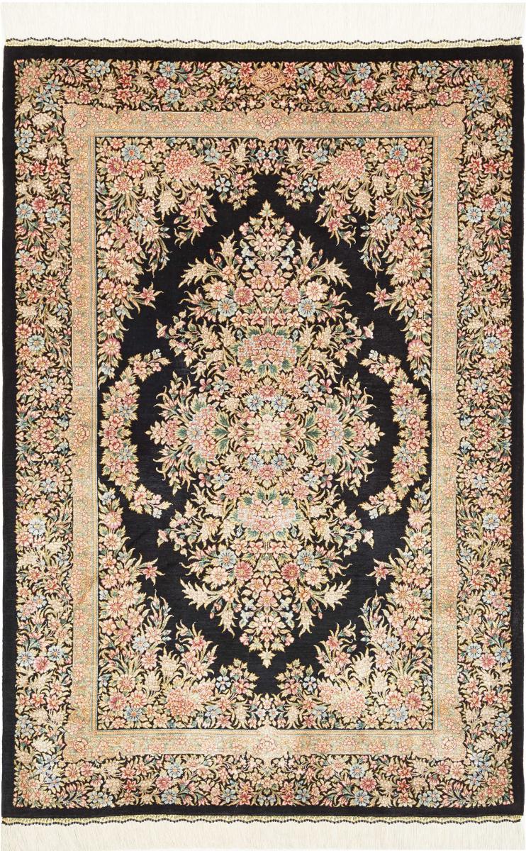 Tapete persa Ghom Seda 124x83 124x83, Tapete persa Atado à mão