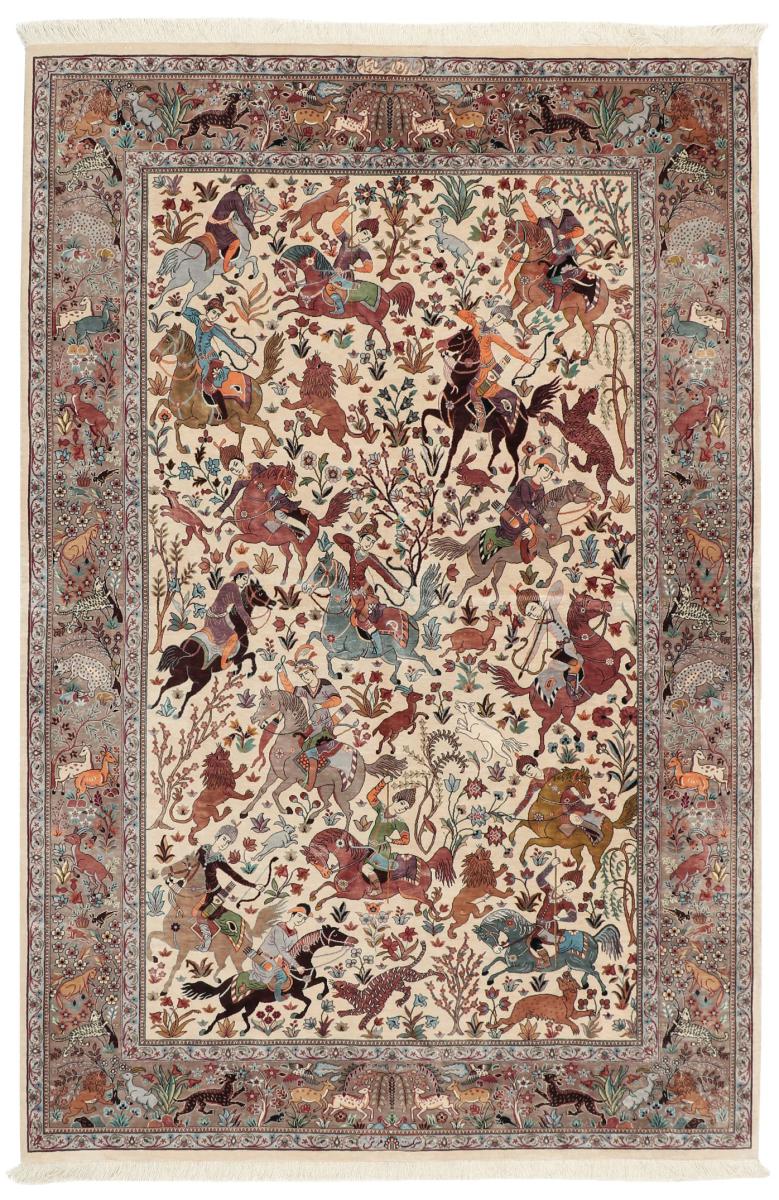 Tappeto persiano Qum di Seta 211x141 211x141, Tappeto persiano Annodato a mano