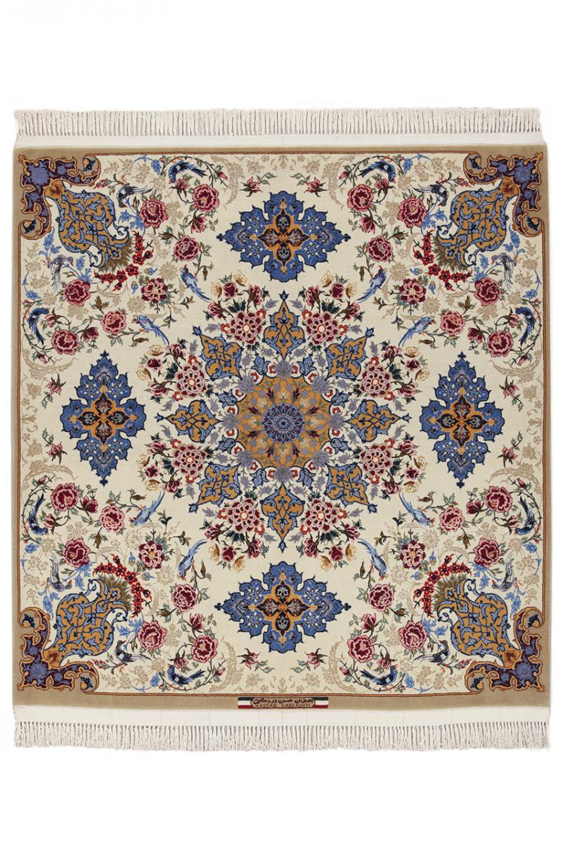 Persian Rug Isfahan Silk Warp 134x126 134x126, Persian Rug Knotted by hand