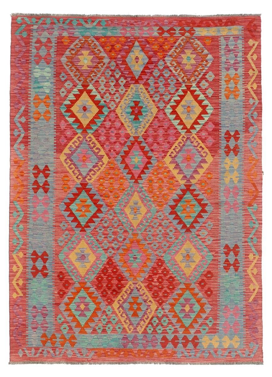 Afghan rug Kilim Afghan 8'0"x5'5" 8'0"x5'5", Persian Rug Woven by hand