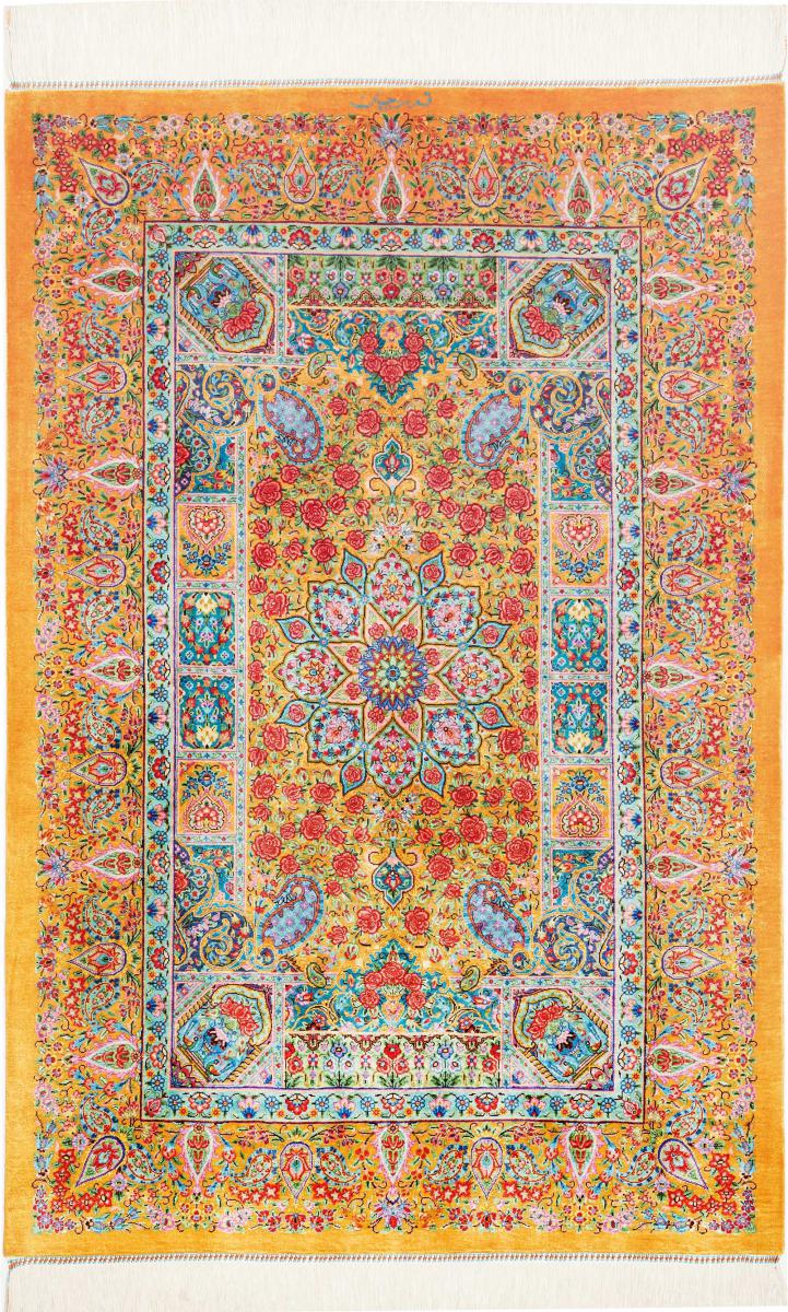 Persisk tæppe Ghom Silke 122x80 122x80, Persisk tæppe Knyttet i hånden