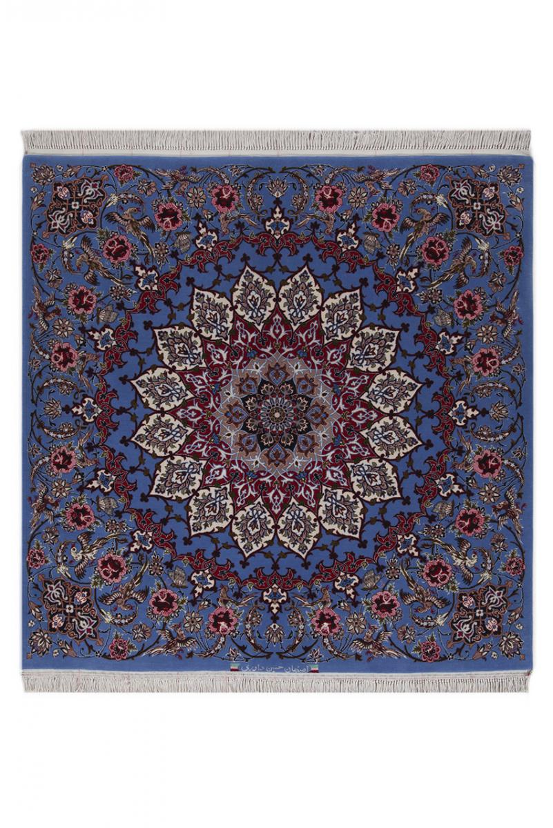 Perserteppich Isfahan Seidenkette 4'0"x4'0" 4'0"x4'0", Perserteppich Handgeknüpft